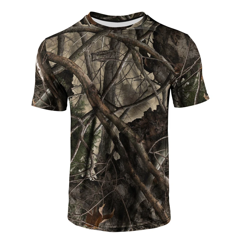Hunting Outdoor Shop - قميص رجالي بطباعة التمويه على شكل