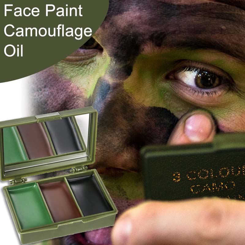 Camo Face Paint - زيت تمويه للوجه بثلاثة ألوان، معدات