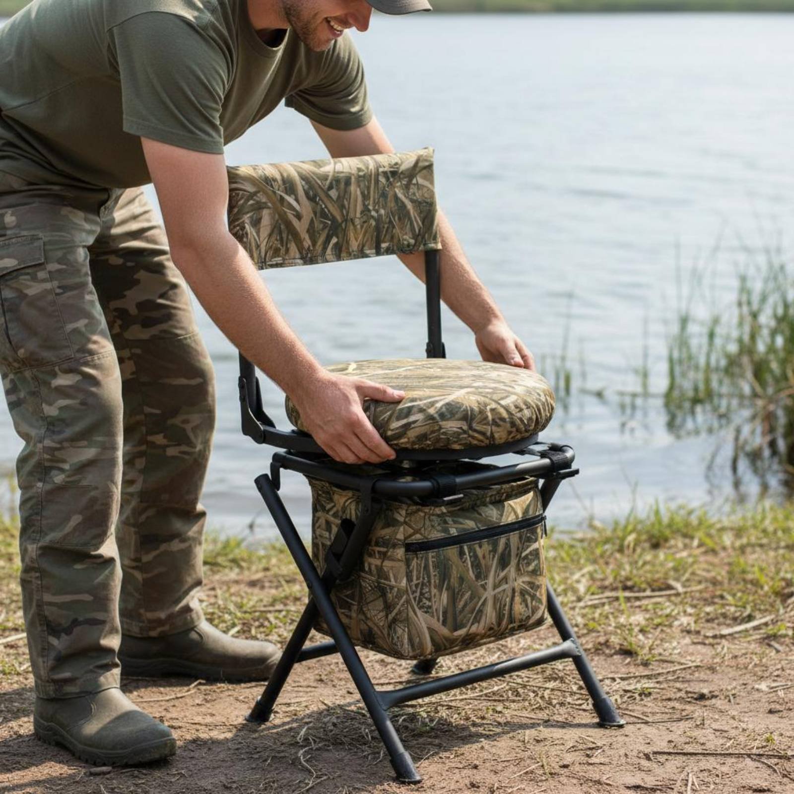 كرسي صيد قابل للطي مع مسند ظهر - مراجعة Hunting And Fishing Outdoor Chairs وسعره